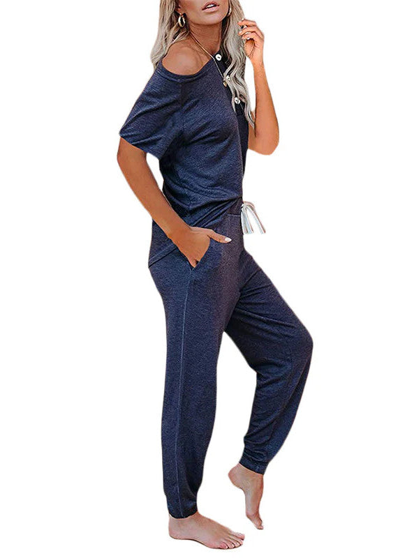 Loose Short-sleeved Button Casual Set