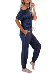 Loose Short-sleeved Button Casual Set