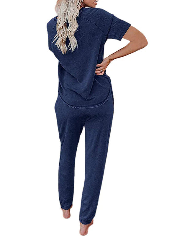 Loose Short-sleeved Button Casual Set