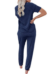 Loose Short-sleeved Button Casual Set