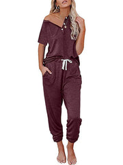 Loose Short-sleeved Button Casual Set