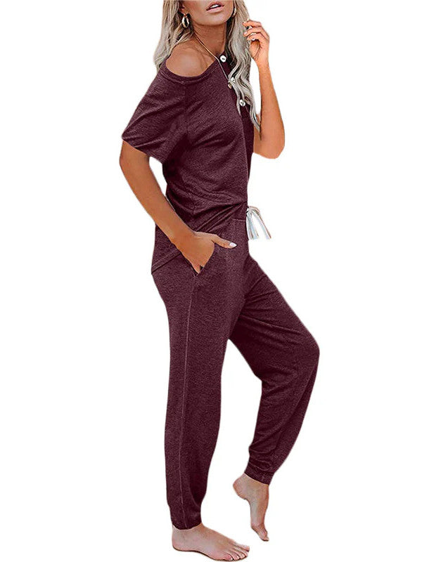 Loose Short-sleeved Button Casual Set