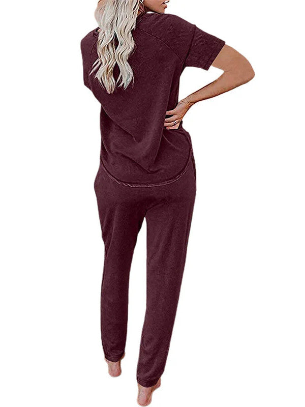 Loose Short-sleeved Button Casual Set