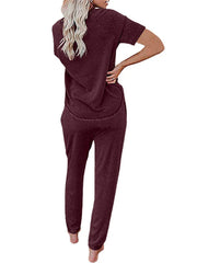 Loose Short-sleeved Button Casual Set