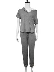 Loose Short-sleeved Button Casual Set