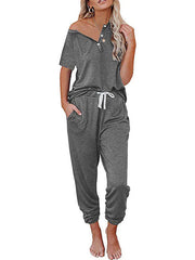 Loose Short-sleeved Button Casual Set