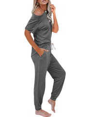 Loose Short-sleeved Button Casual Set