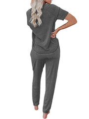 Loose Short-sleeved Button Casual Set