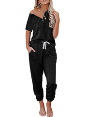 Loose Short-sleeved Button Casual Set