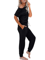 Loose Short-sleeved Button Casual Set