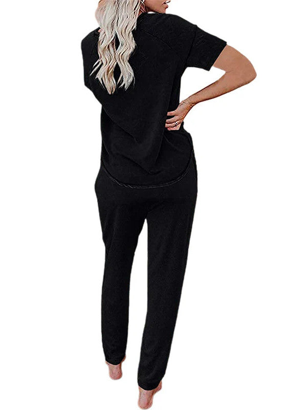 Loose Short-sleeved Button Casual Set