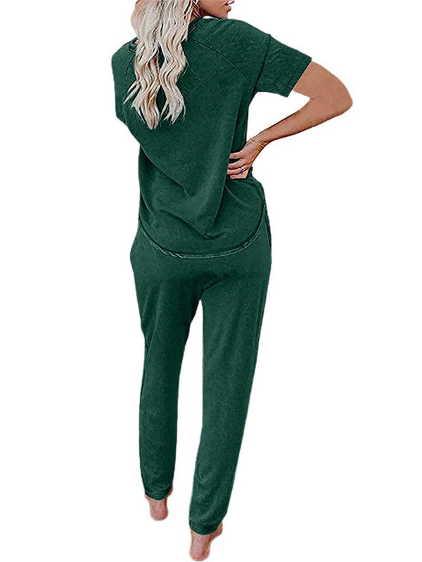 Loose Short-sleeved Button Casual Set