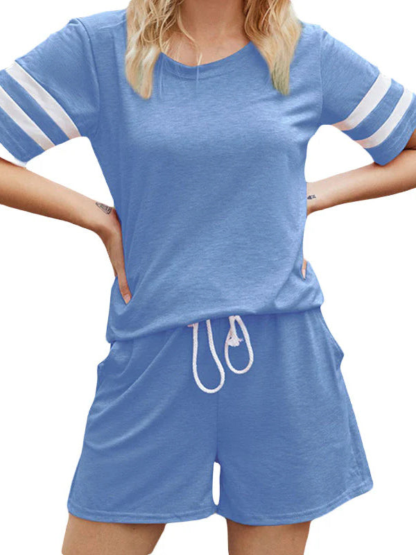 Striped Pocket Casual Two-piece Set