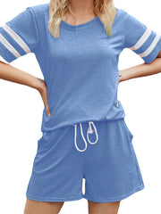 Striped Pocket Casual Two-piece Set