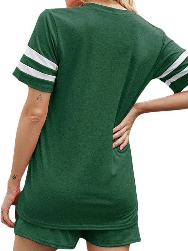 Striped Pocket Casual Two-piece Set