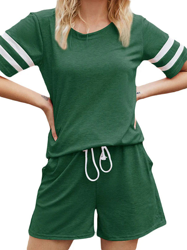 Striped Pocket Casual Two-piece Set