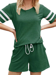 Striped Pocket Casual Two-piece Set
