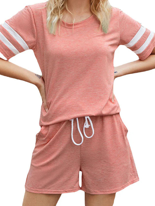 Striped Pocket Casual Two-piece Set