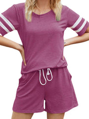 Striped Pocket Casual Two-piece Set