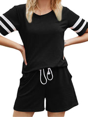 Striped Pocket Casual Two-piece Set