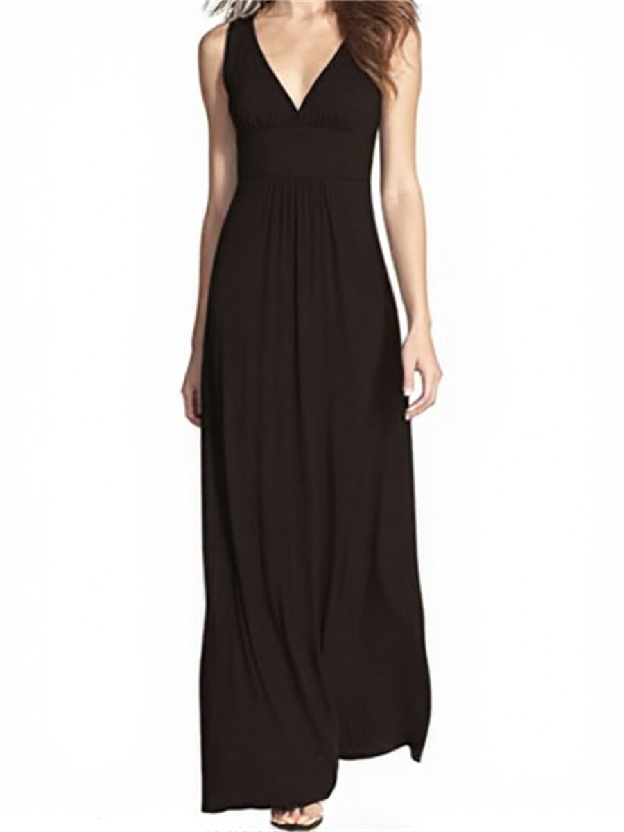 Sleeveless Deep V Neck Loose Casual Dress