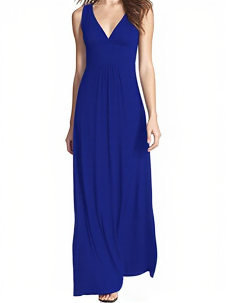 Sleeveless Deep V Neck Loose Casual Dress
