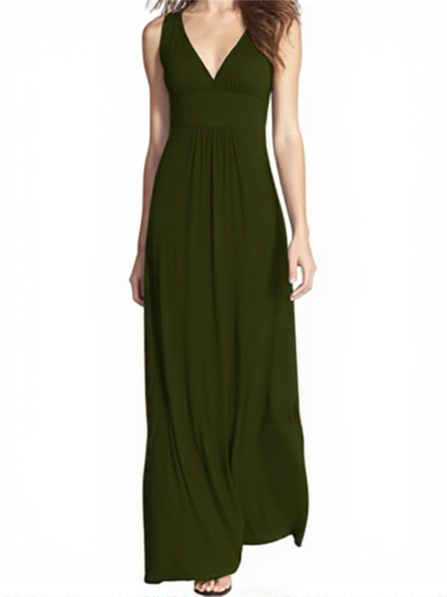 Sleeveless Deep V Neck Loose Casual Dress