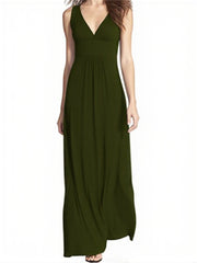 Sleeveless Deep V Neck Loose Casual Dress