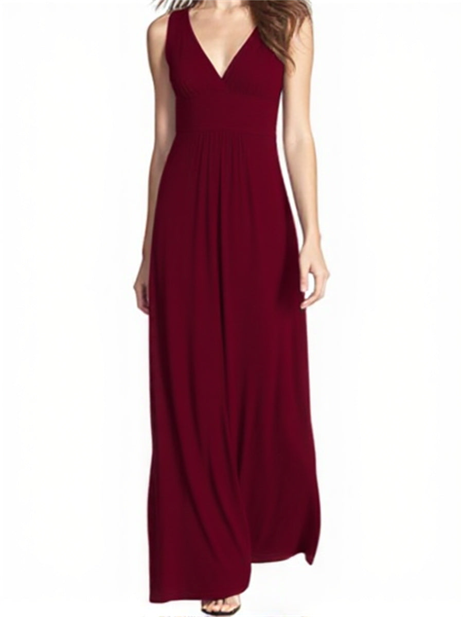 Sleeveless Deep V Neck Loose Casual Dress