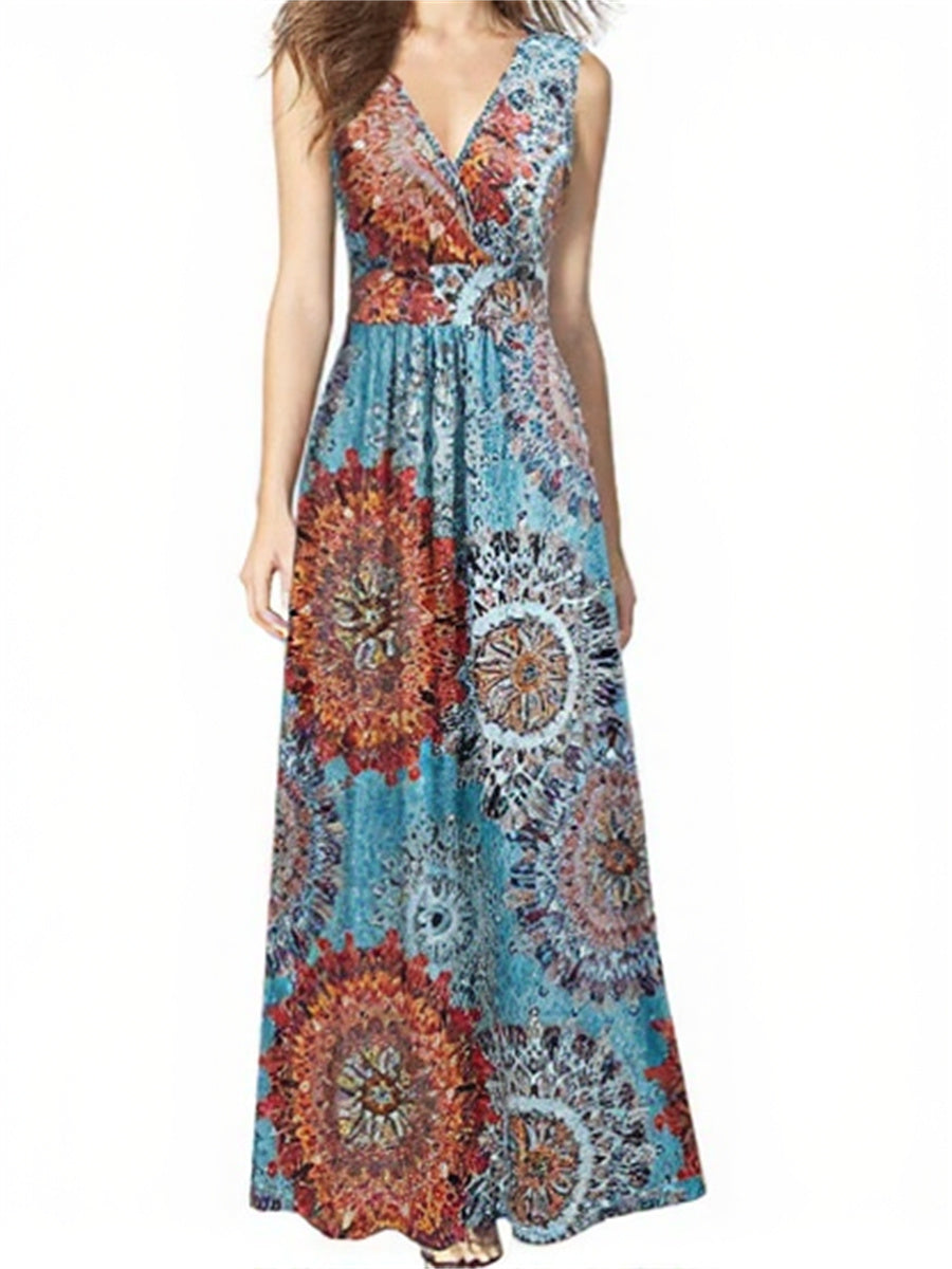Sleeveless Deep V Neck Loose Casual Dress