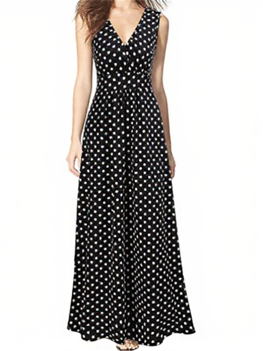 Sleeveless Deep V Neck Loose Casual Dress