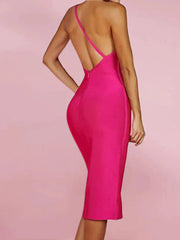 Women's One Shoulder Bandage Midi  Dress
