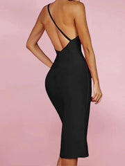 Women's One Shoulder Bandage Midi  Dress