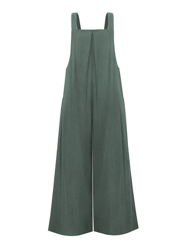 Pocketed Cotton And Linen Breathable Wide Leg Pants