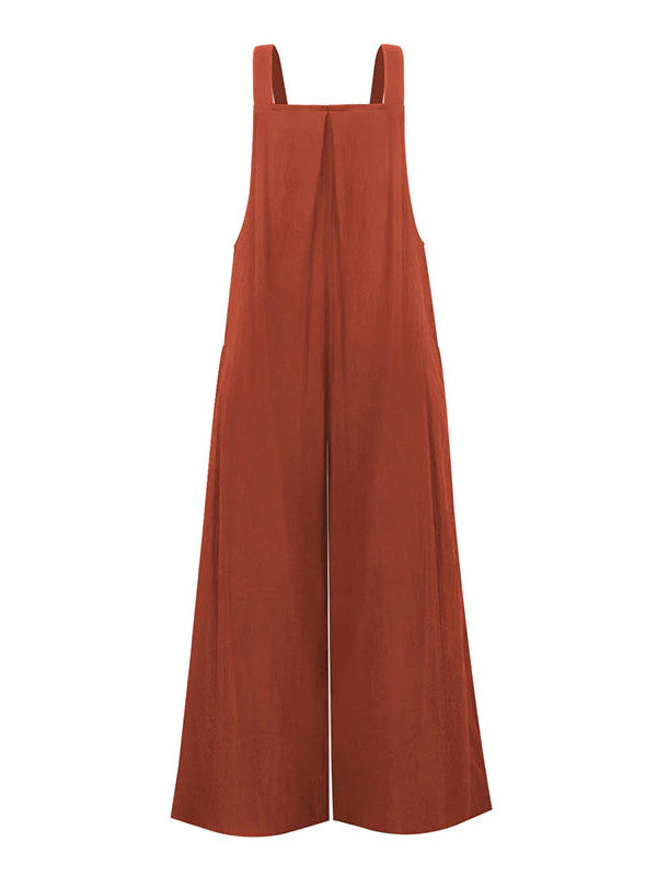 Pocketed Cotton And Linen Breathable Wide Leg Pants
