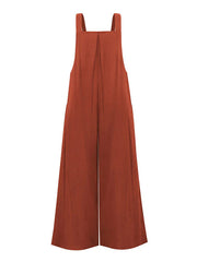 Pocketed Cotton And Linen Breathable Wide Leg Pants