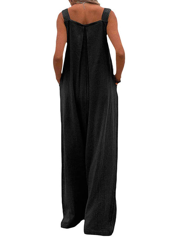 Pocketed Cotton And Linen Breathable Wide Leg Pants