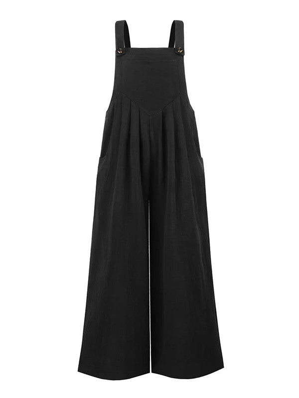 Pocketed Cotton And Linen Breathable Wide Leg Pants
