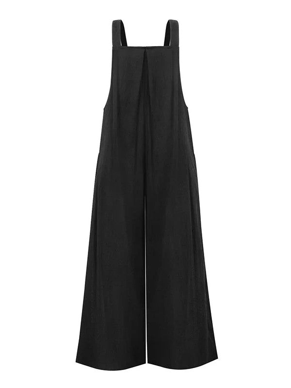 Pocketed Cotton And Linen Breathable Wide Leg Pants