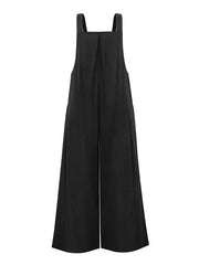 Pocketed Cotton And Linen Breathable Wide Leg Pants
