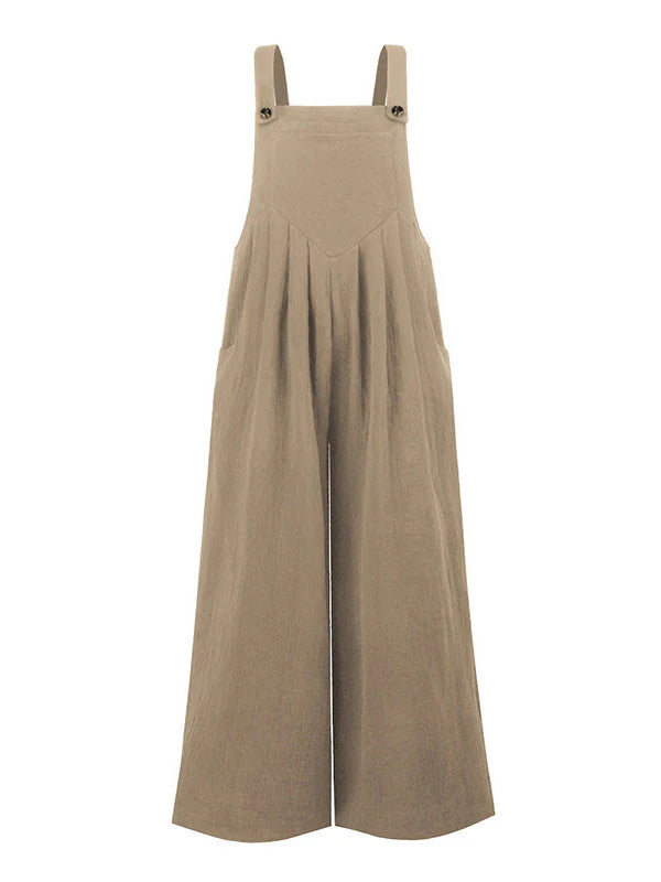 Pocketed Cotton And Linen Breathable Wide Leg Pants