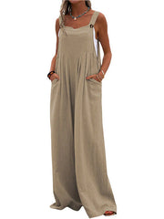 Pocketed Cotton And Linen Breathable Wide Leg Pants