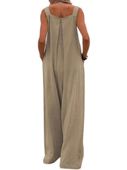 Pocketed Cotton And Linen Breathable Wide Leg Pants