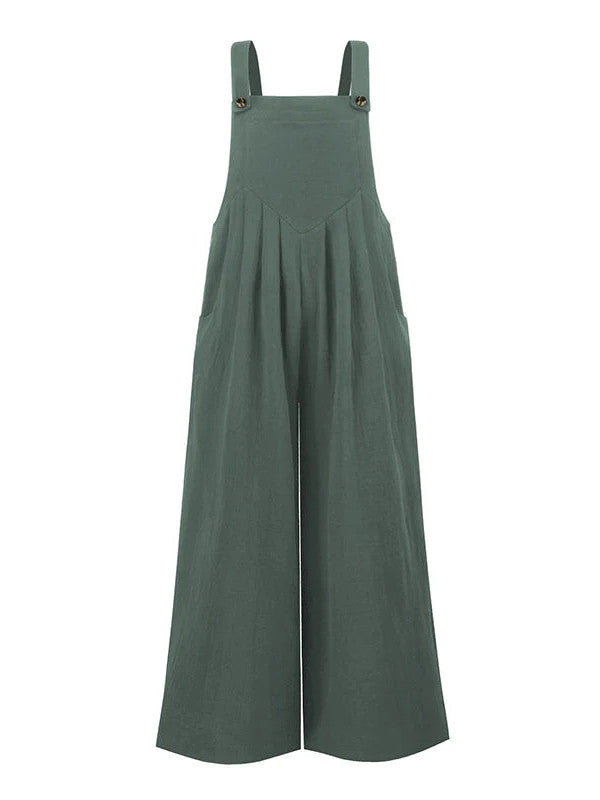 Pocketed Cotton And Linen Breathable Wide Leg Pants