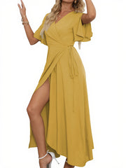 V Neck Slit Maxi Dress