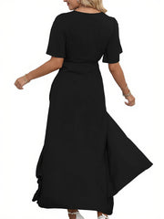 V Neck Slit Maxi Dress