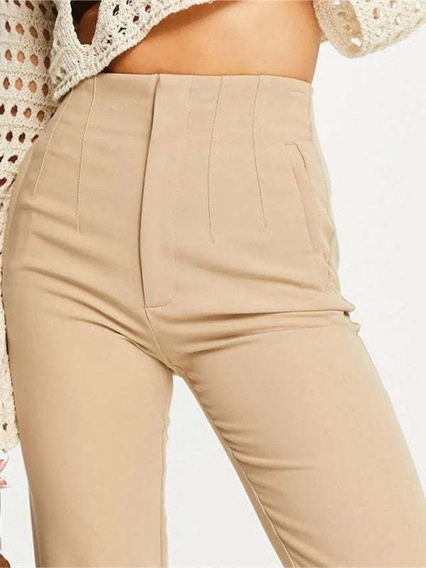 Multi-line Temperament High Waist Trousers