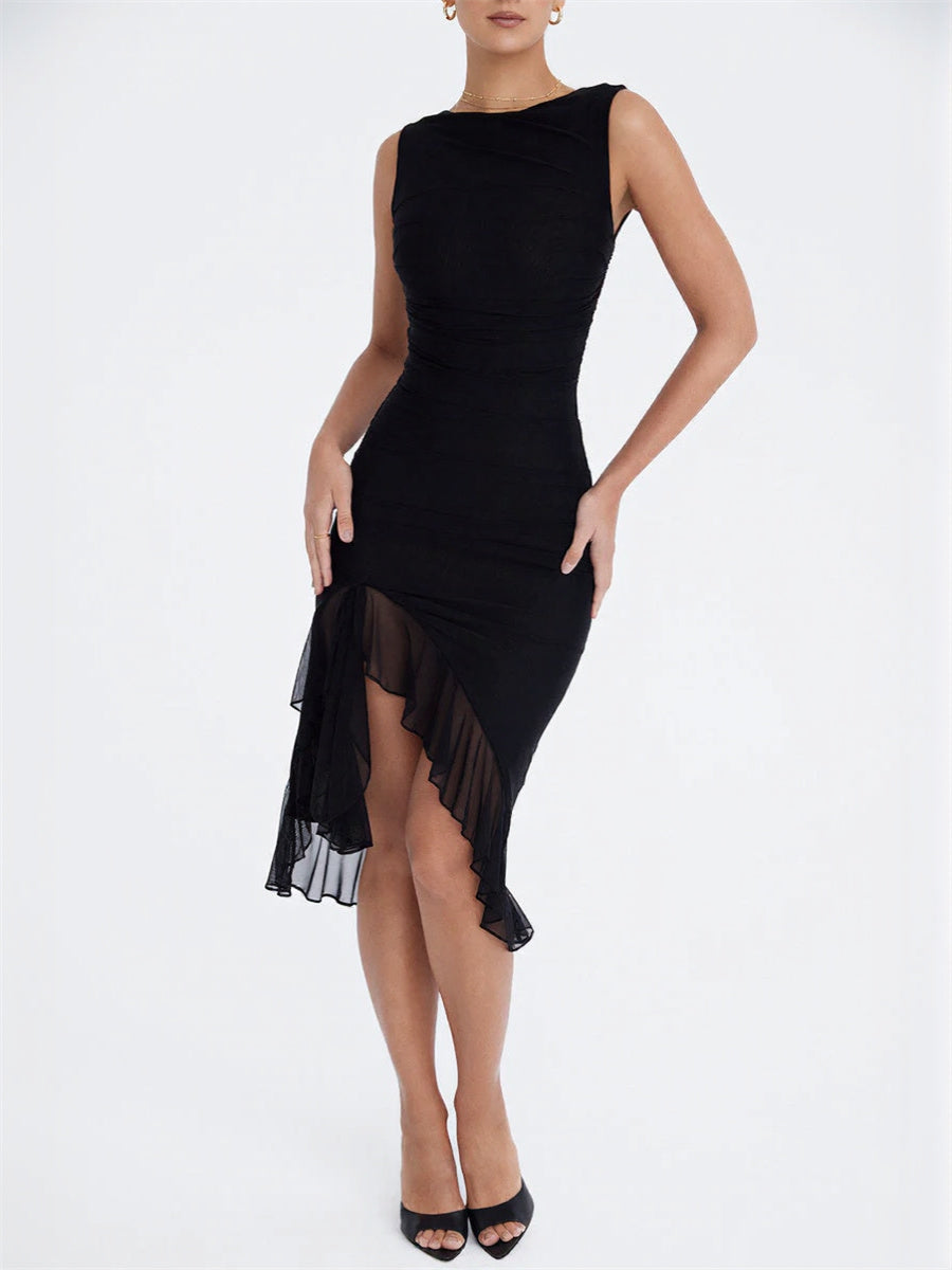 Sleeveless Ruffle Midi Dress
