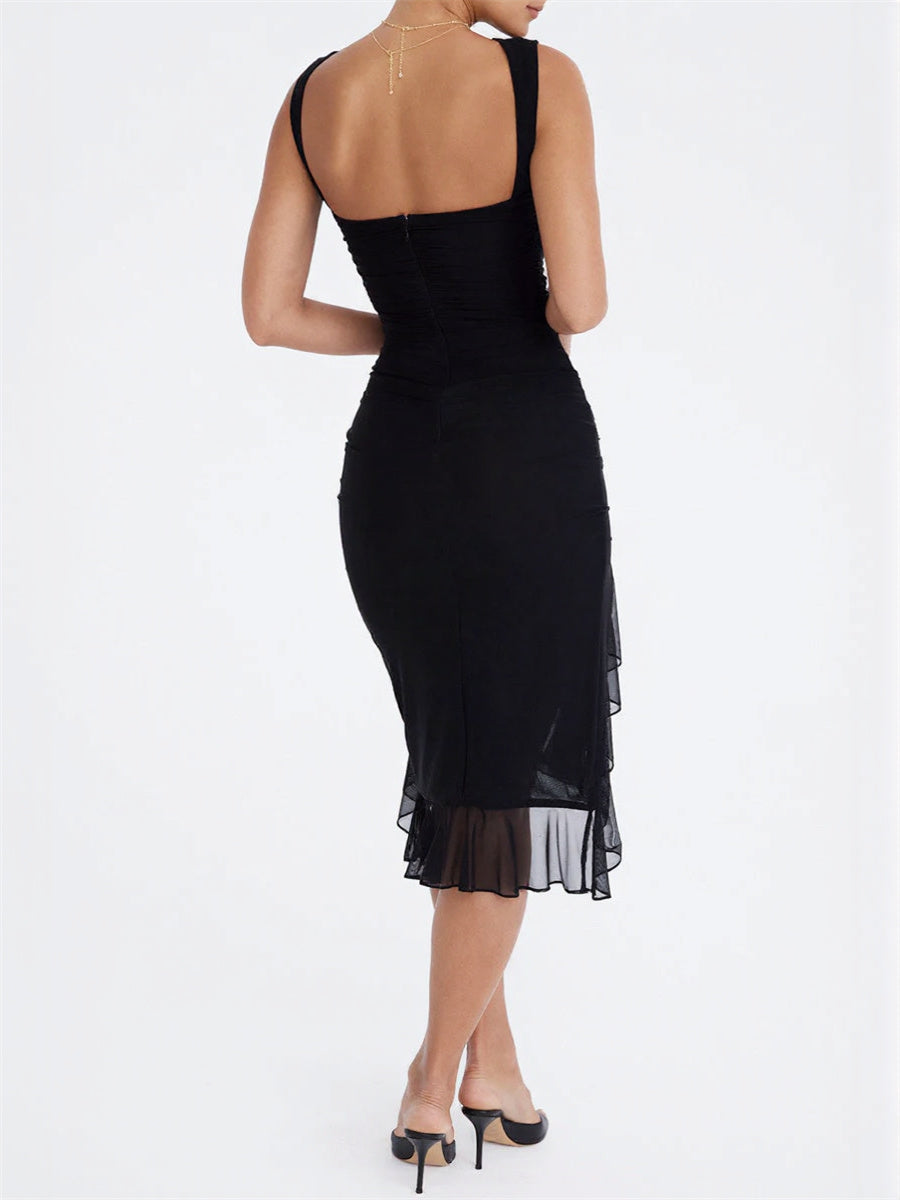 Sleeveless Ruffle Midi Dress