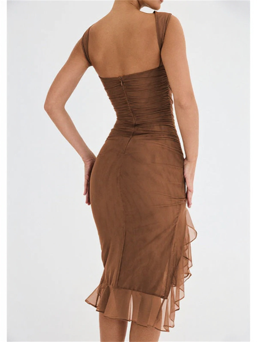 Sleeveless Ruffle Midi Dress